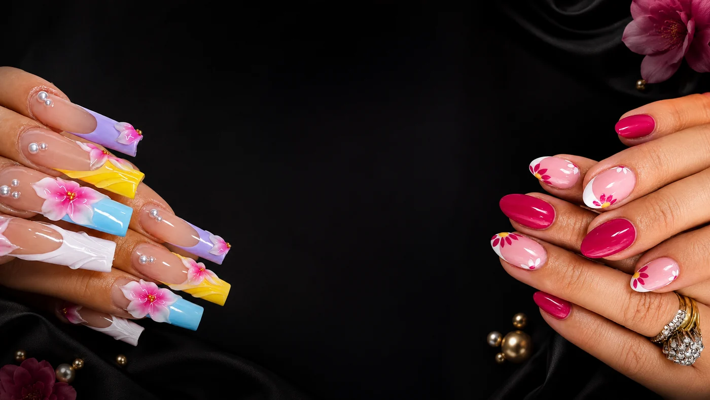 Statement nail art — long coffin & almond designs